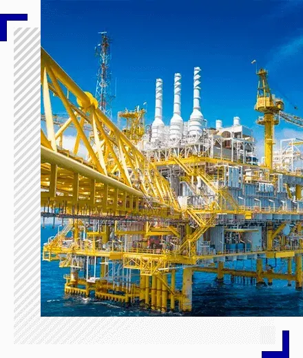 Fotografía de una plataforma petrolera que utiliza las pinturas amarillas de la fábrica de pinturas QUIMICA POMIQ