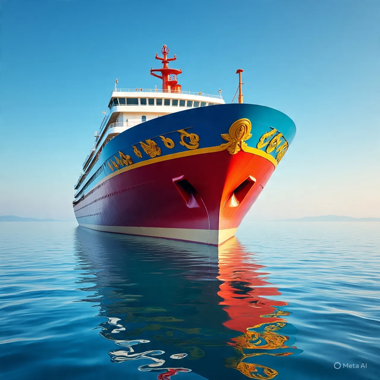Fotografía de un gran barco en altamar pintado con la pinturas marinas de QUÍMICA POMIQ