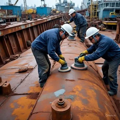 Fotografía de expertos lijando una cubierta para pintarla y tenga recubrimientos industriales